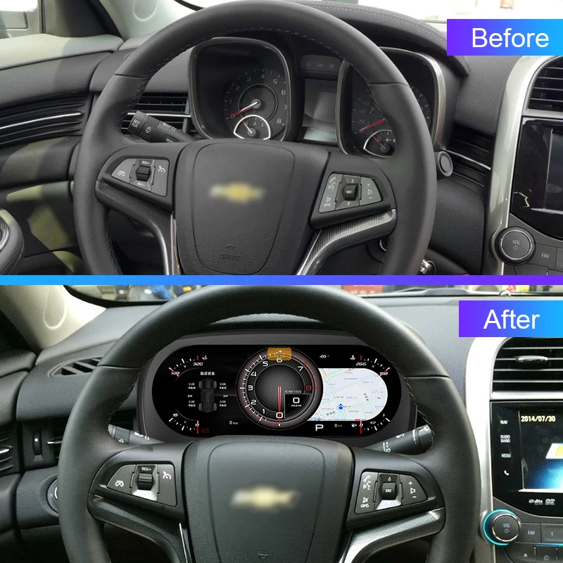 لسيارة شيفروليه ماليبو 8 2009-2014 مقاس 12.3 بوصة عداد السرعة الرقمي Lcd أداة العنقودية مع ترقية لوحة قيادة السيارة وصلة الهاتف