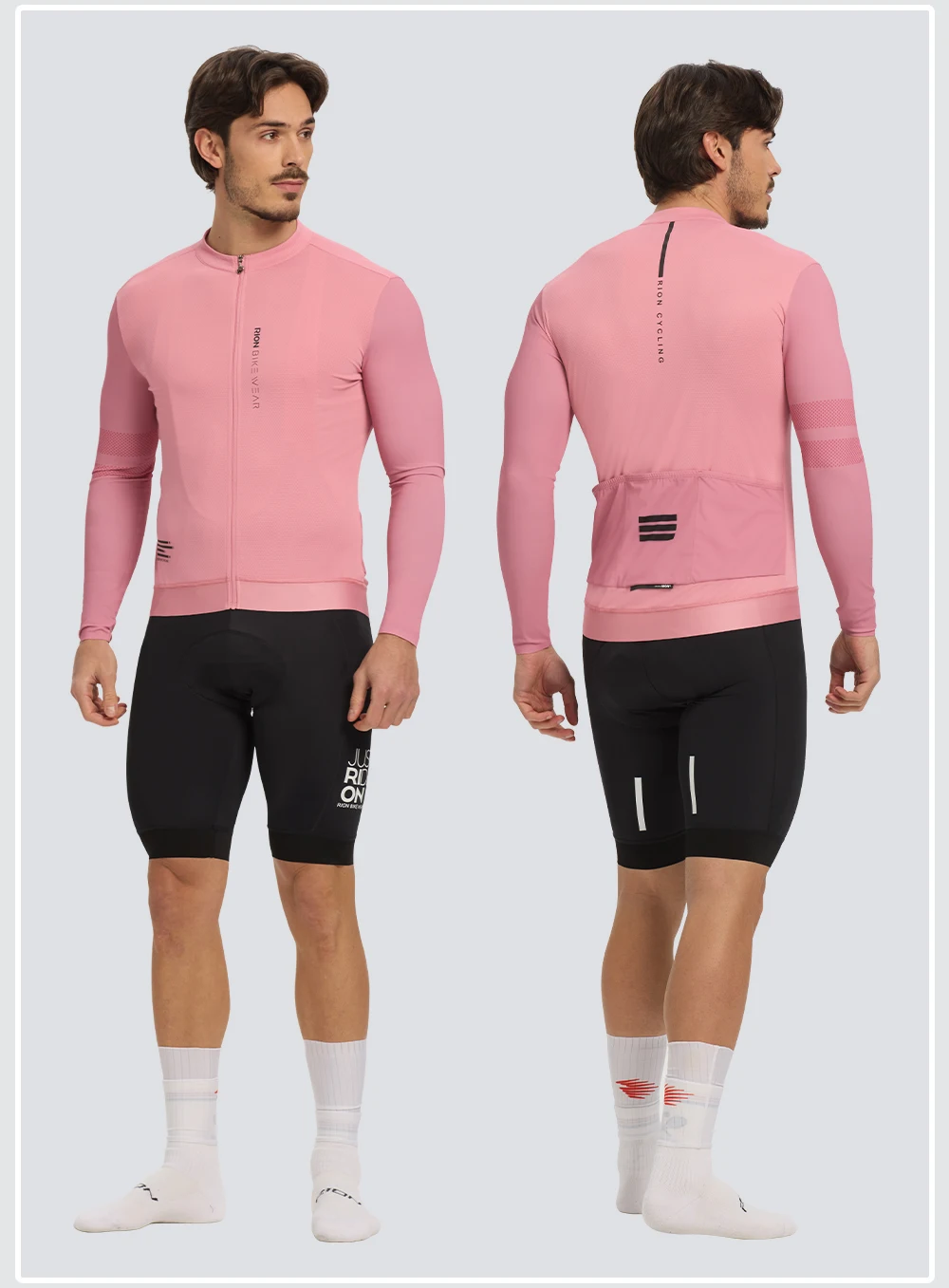 RION Herren-Radtrikot mit langen Ärmeln, Rennradtrikot, UPF 50+ Sonnenschutz, MTB-Radtrikot, Outdoor-Ausrüstung, schmale Passform, Größe 15-24 ℃ – Detail 21