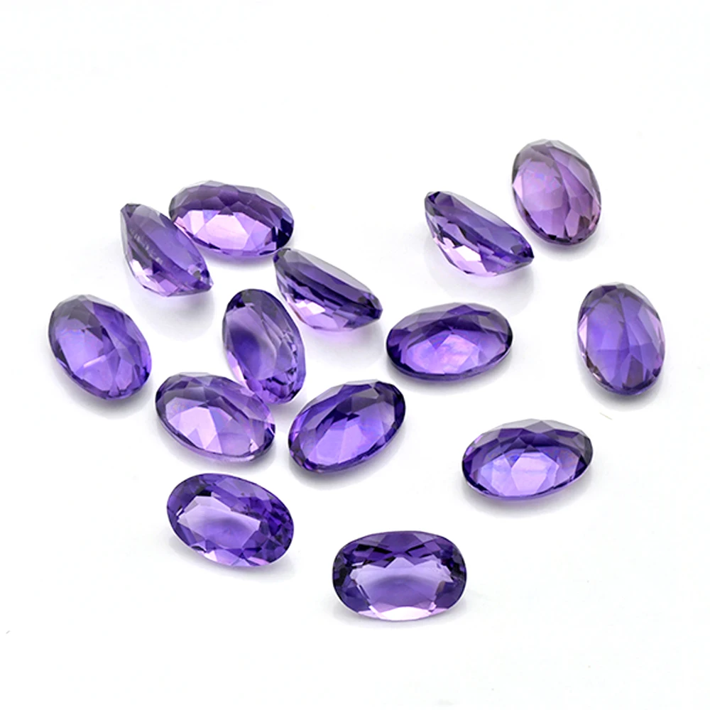 Kristal Amethyst alami autentik 50 buah/lot tiga warna Stones Oval brilian wajah memotong permata batu untuk perhiasan