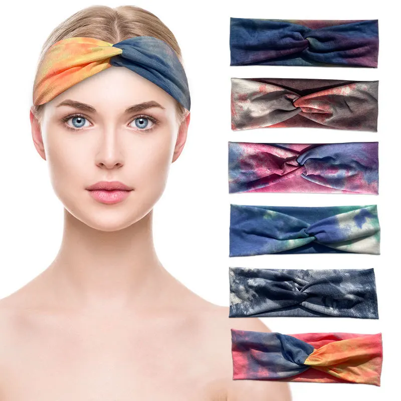 

Spring And Summer Women's Simple Fashion Tie-dyed Hairband Girls' Sports Cross Headband