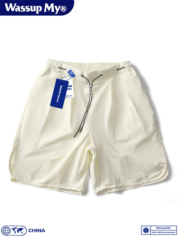 Wassup My Ice Silk Sports Shorts Men's Summer Quick Dry Casual Thin Five-Quarter Length Beach Pants Fashionable Loose Fit