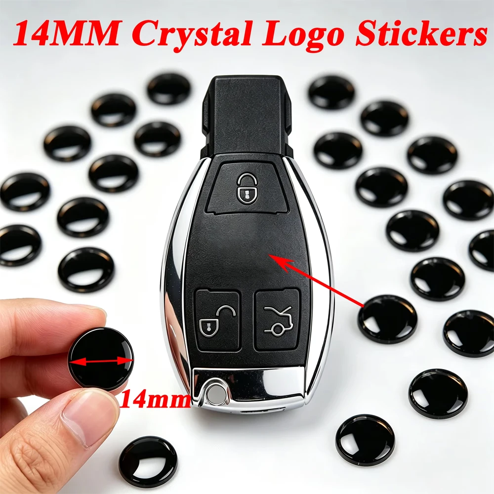 14MM Car Remote Key E-poxy Crystal Logo Sticker for KEY-DIY KD XHO-RSE VV-DI Remote Control for BM-W F-ord Toyo-ta Ni-ssan