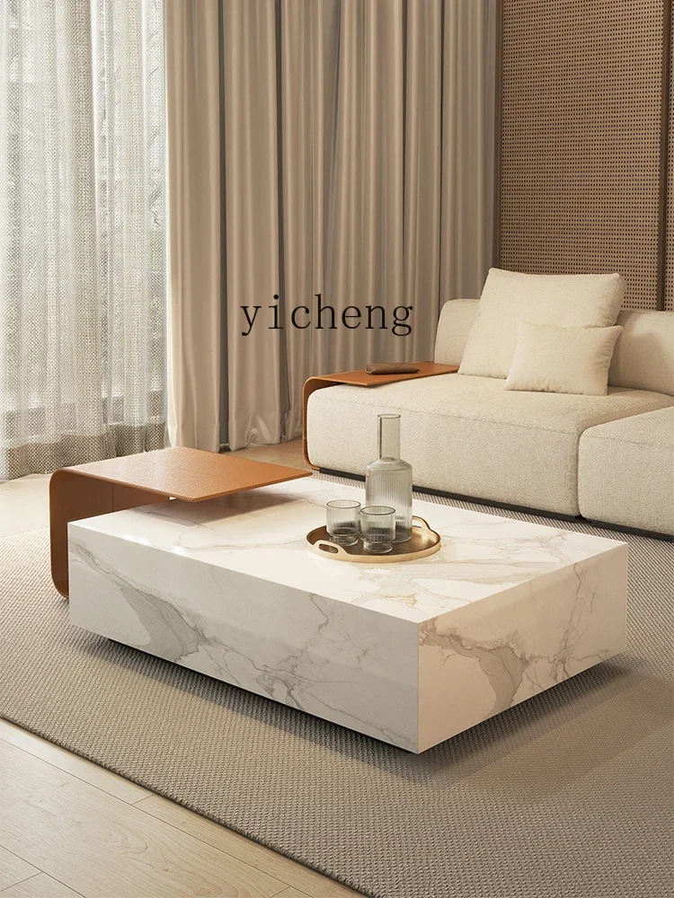 v9.10-Minimalist Stone Plate Light Luxury Modern Minimalist Nordic Long Direction Home Living Room Tea Table