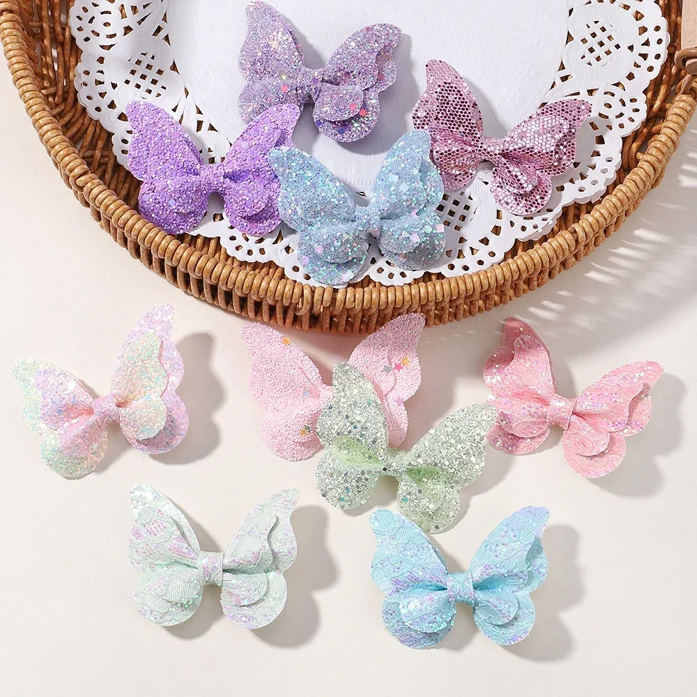 New 5 Pcs/set Wholesale Colorful Sequin Hair Clips Butterfly Princess Girls Headwear Children's Hair Clips Baby Hair Accessories