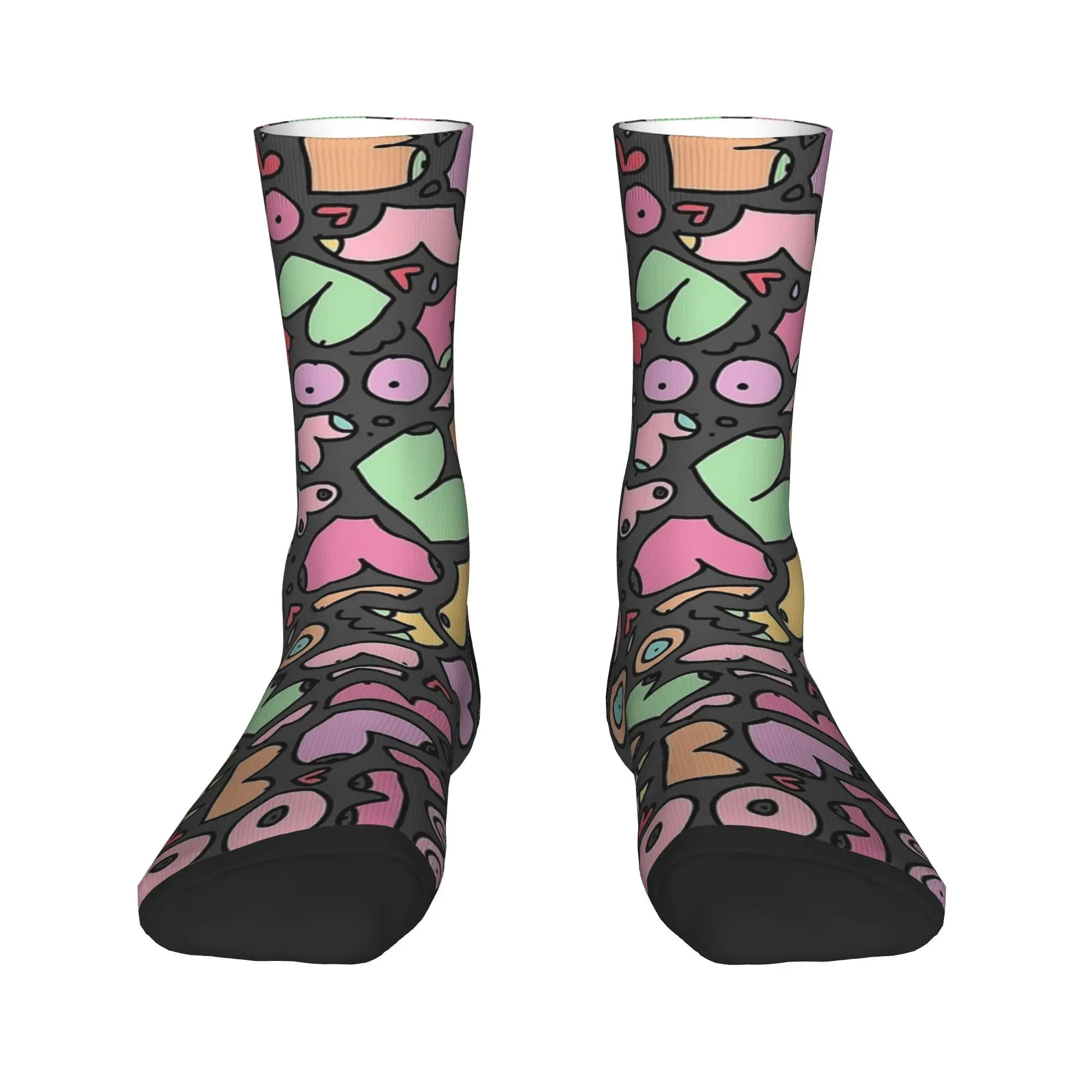 Tit land Boobs Print Socks  Graphic Stockings Non-Slip Men Socks Warm Soft Spring Trendy Running Sports Socks