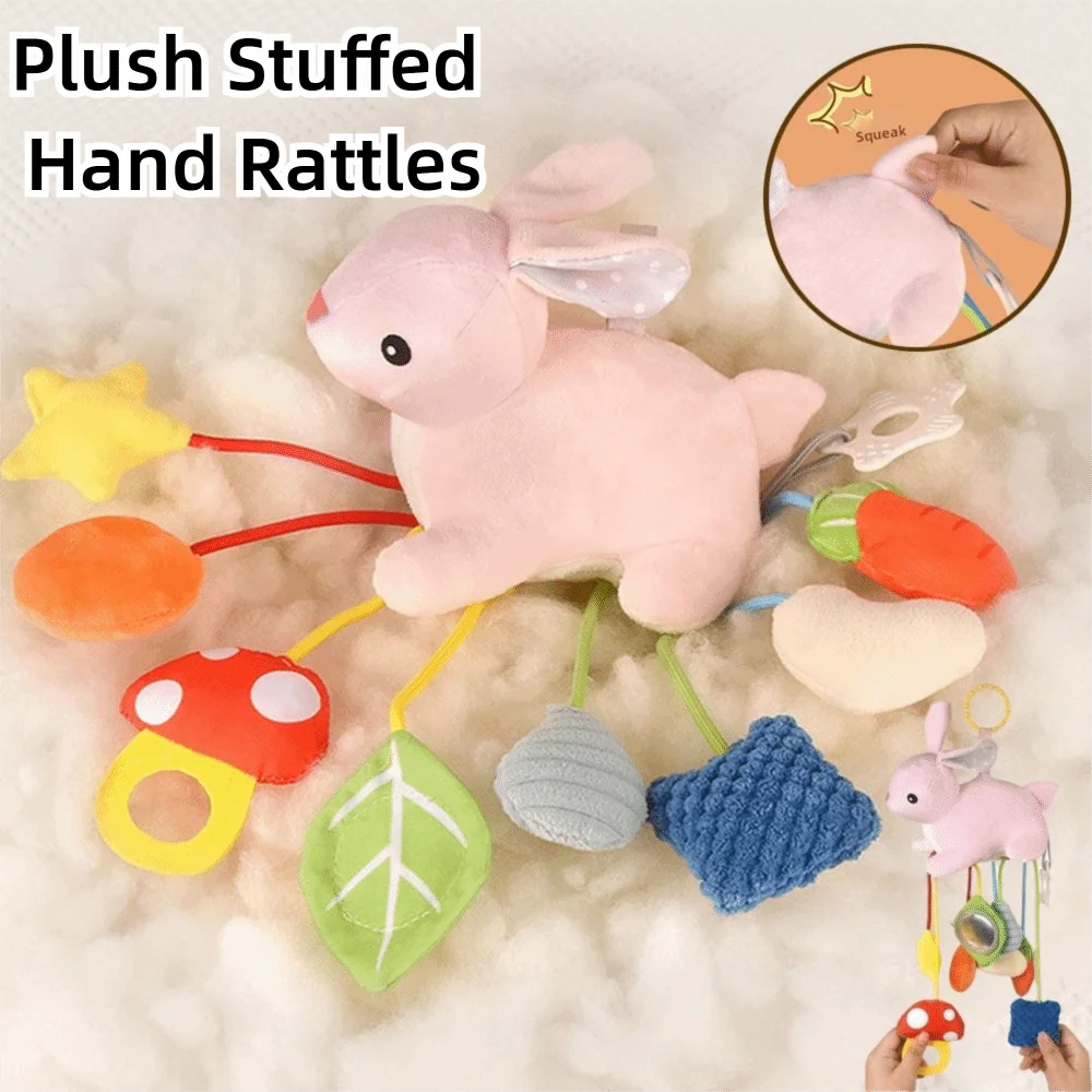 Niedliches Tier-Design, sensorischer Kinderwagen, hängende Ornamente, Zugschnur, Handgriff, Plüschtiere, Bettglocke, Puppen, bequem