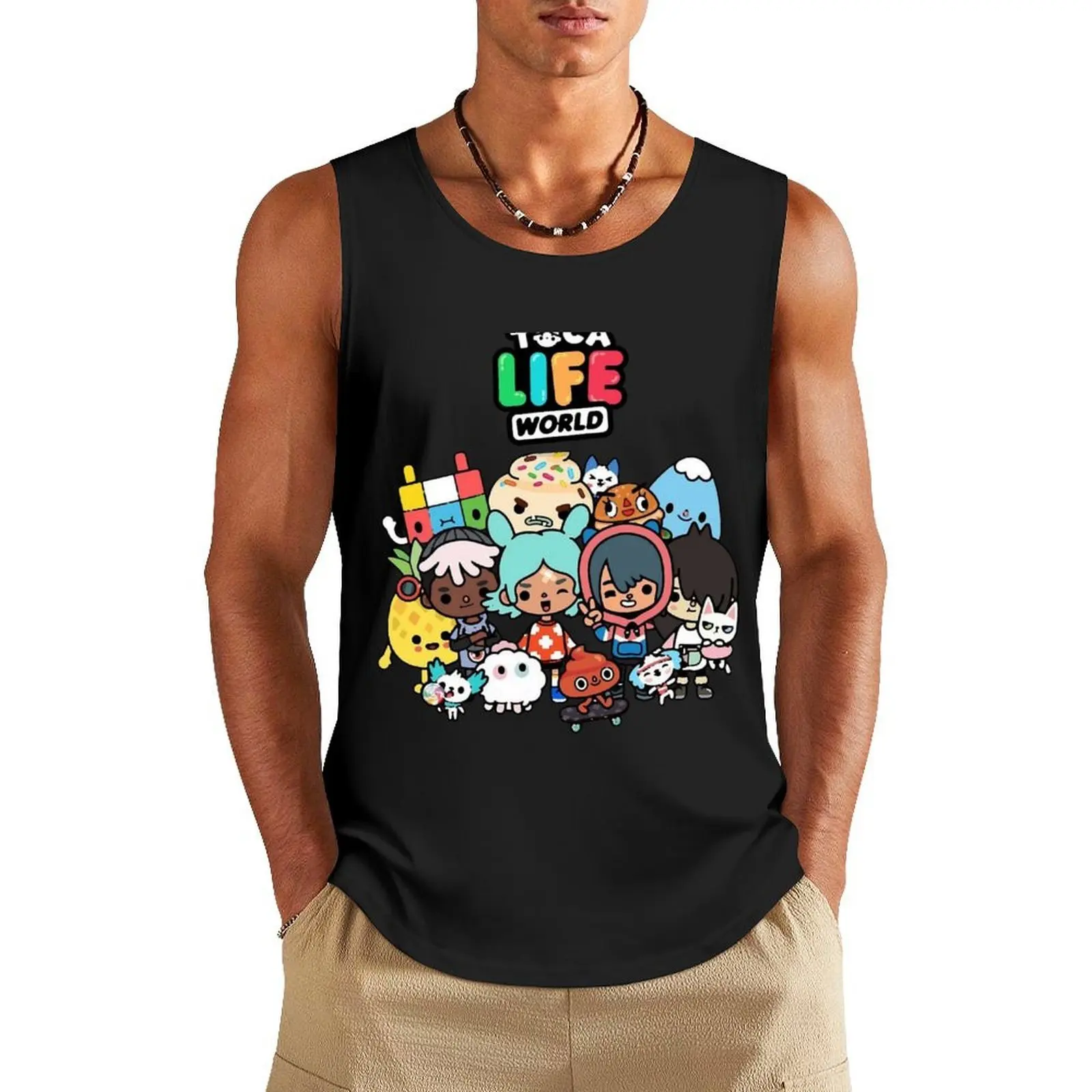 

Toca Boca Characters - tocaboca Stories Tank Top gym top Men's cotton t-shirt sports vest Men's summer t-shirt