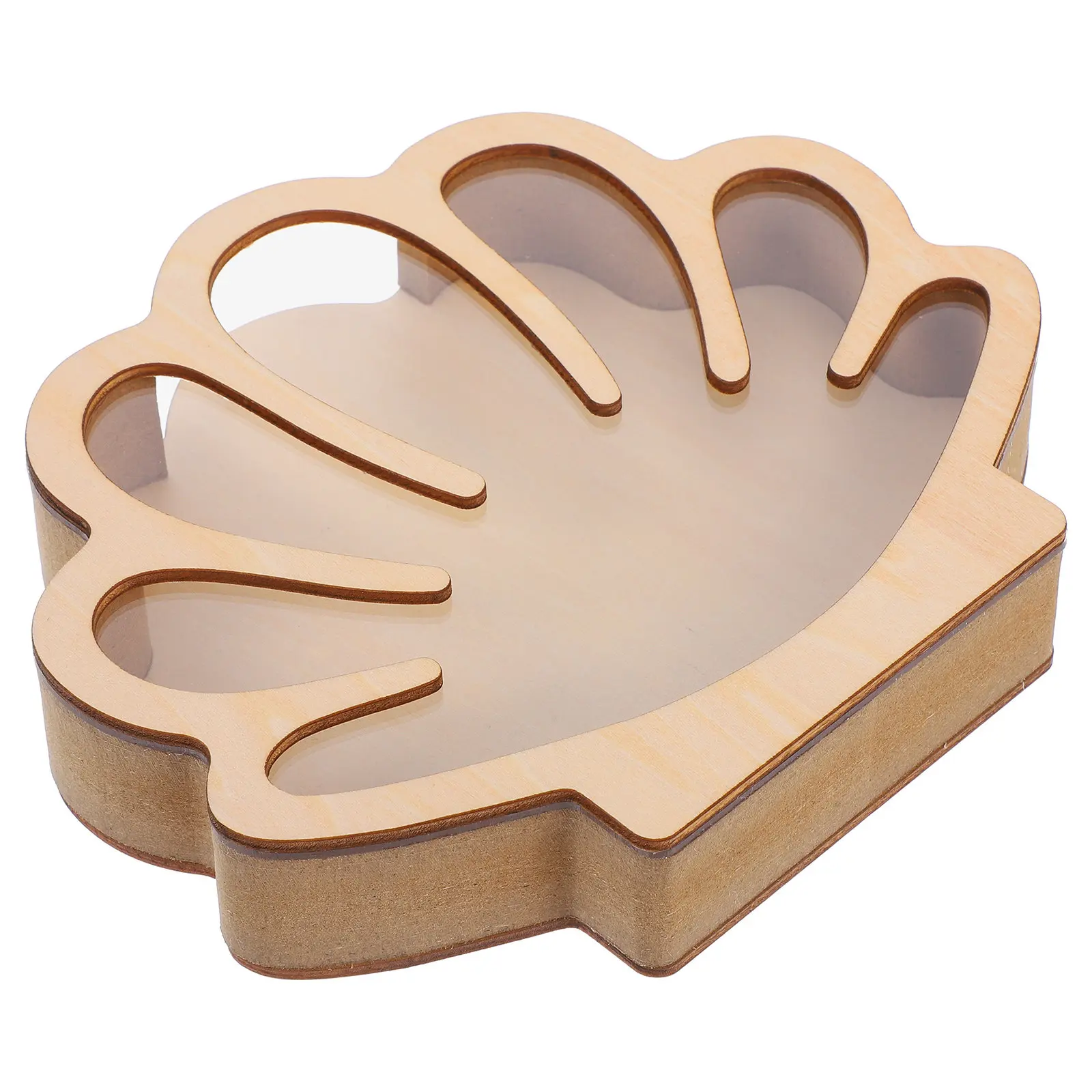 

Деревянная шкатулка в форме ракушки, маленькая декоративная витрина, портативный многофункциональный органайзер для полок и стола