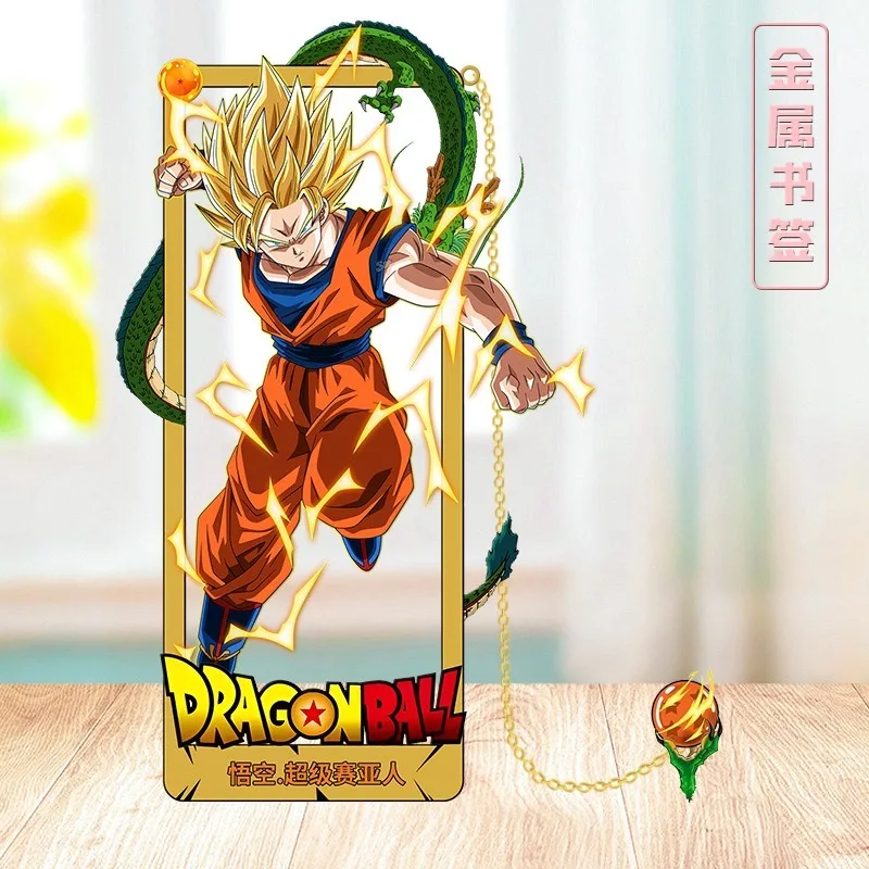 Dragon Ball Anime Action Figures Metal Bookmark Wukong Bookclip Learning Document Anime Guzi Student Decorate Kids Birthday Gift