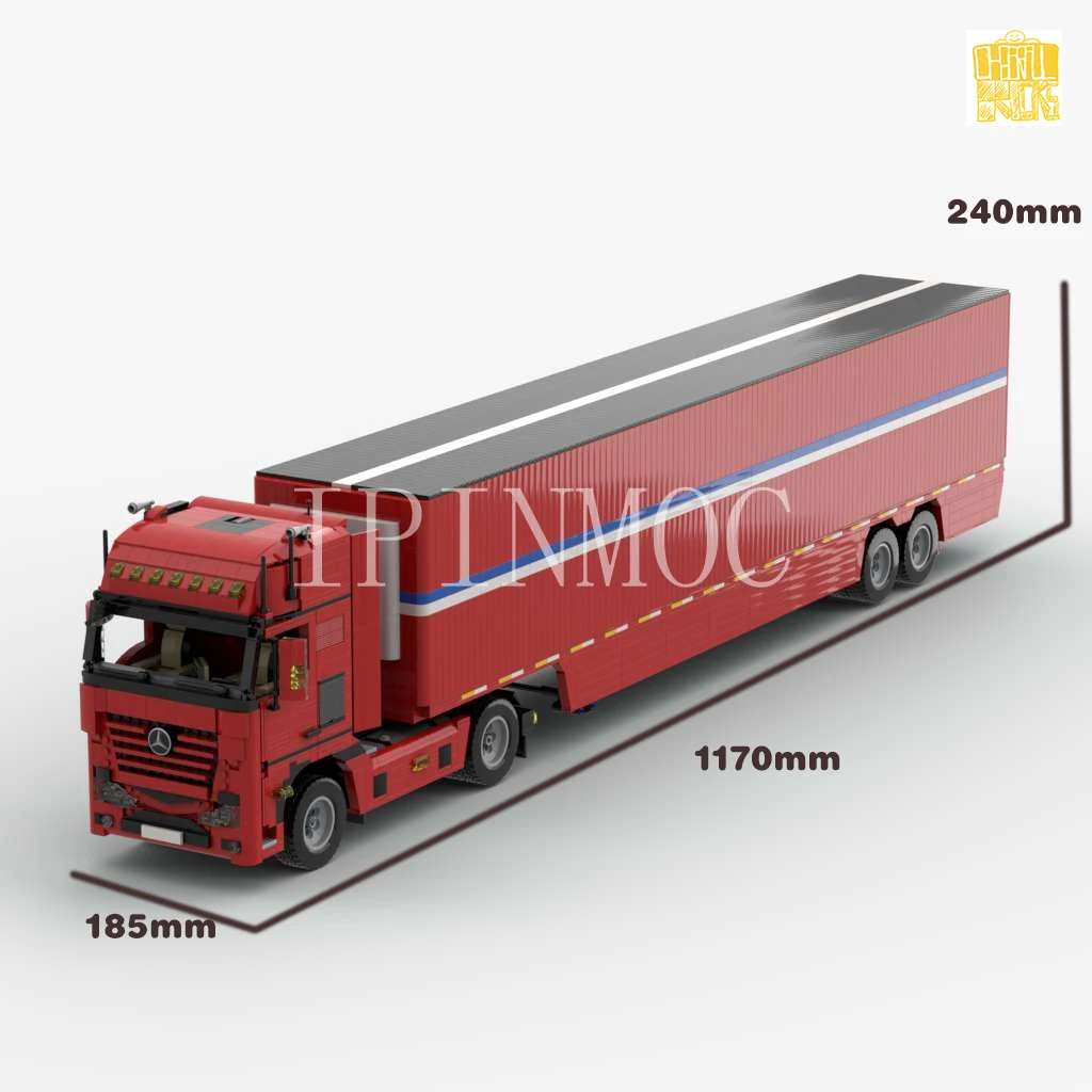 Moc5648+4185 4×2 SEMI TRUCK & 1:18 Feet Refrigerated Trailer PDF Drawing Building Blocks Bricks Birthday Christmas Gift image 6