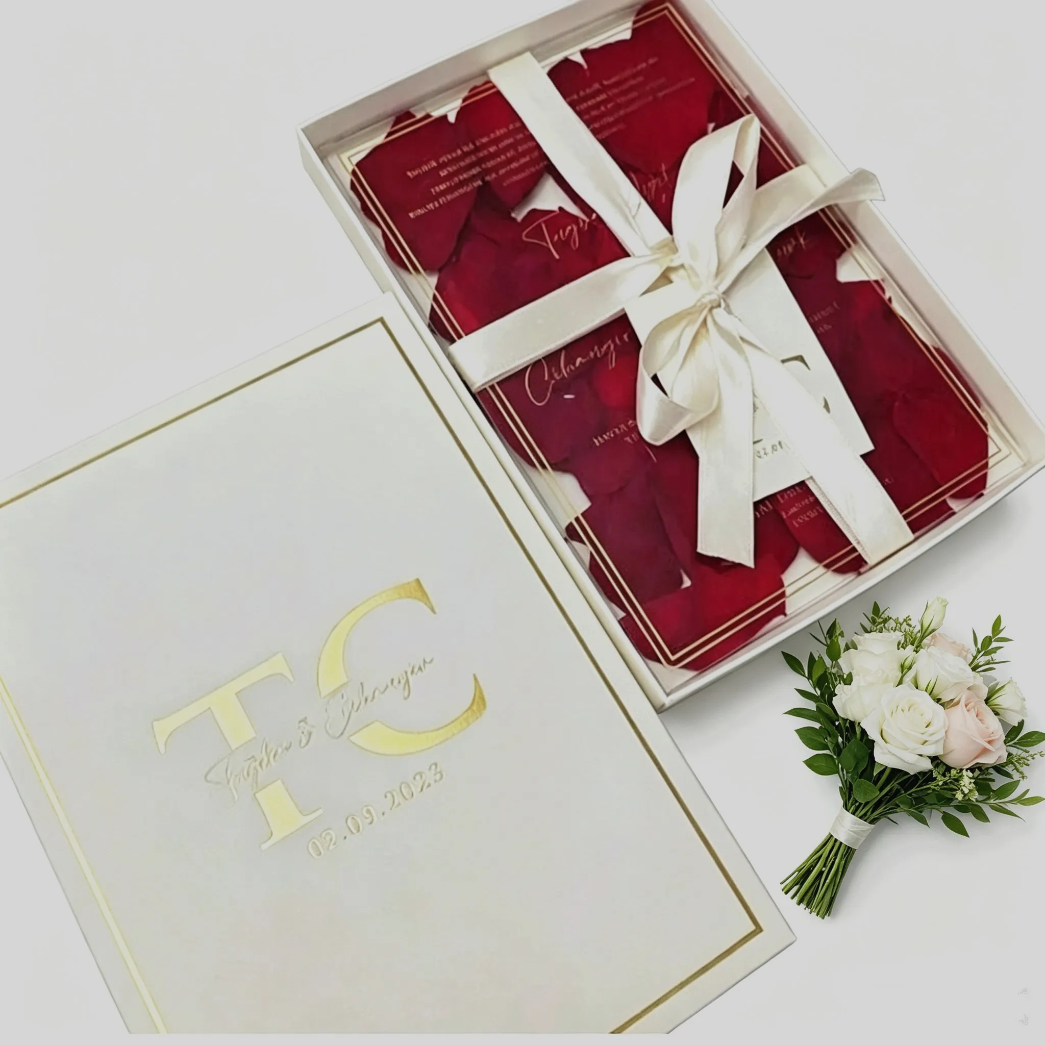 Wedding Invitation Card with Box 10Sets Floral Elegant Bar Mitzvah Guest Souvenir Card Acrylic Party Business Greeting Card