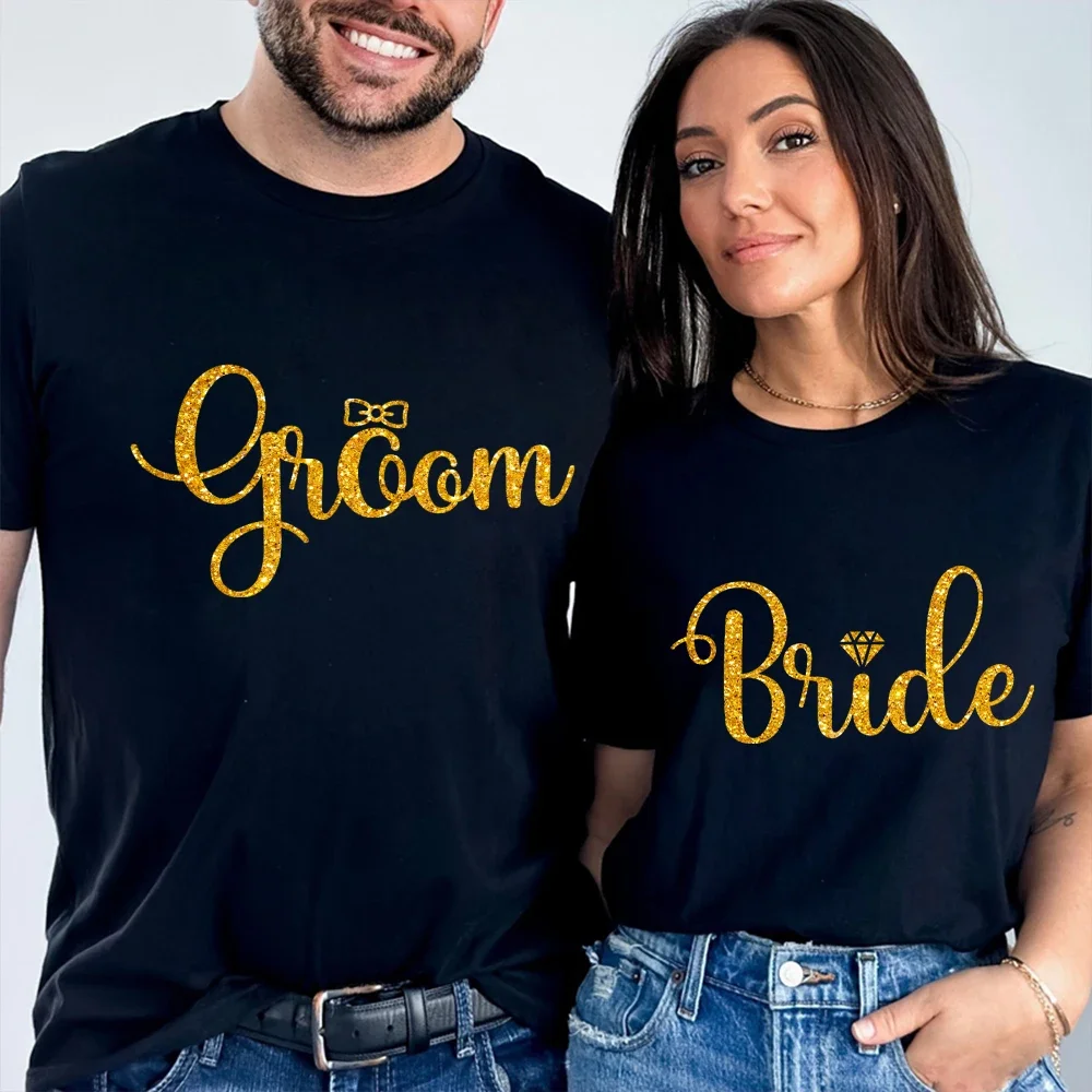 Bridal Party Shirts Fashion Couple Matching Clothing Wedding Married T-shirt Unisex Harajuku Streetwear Tees Graphic Y2k Tops