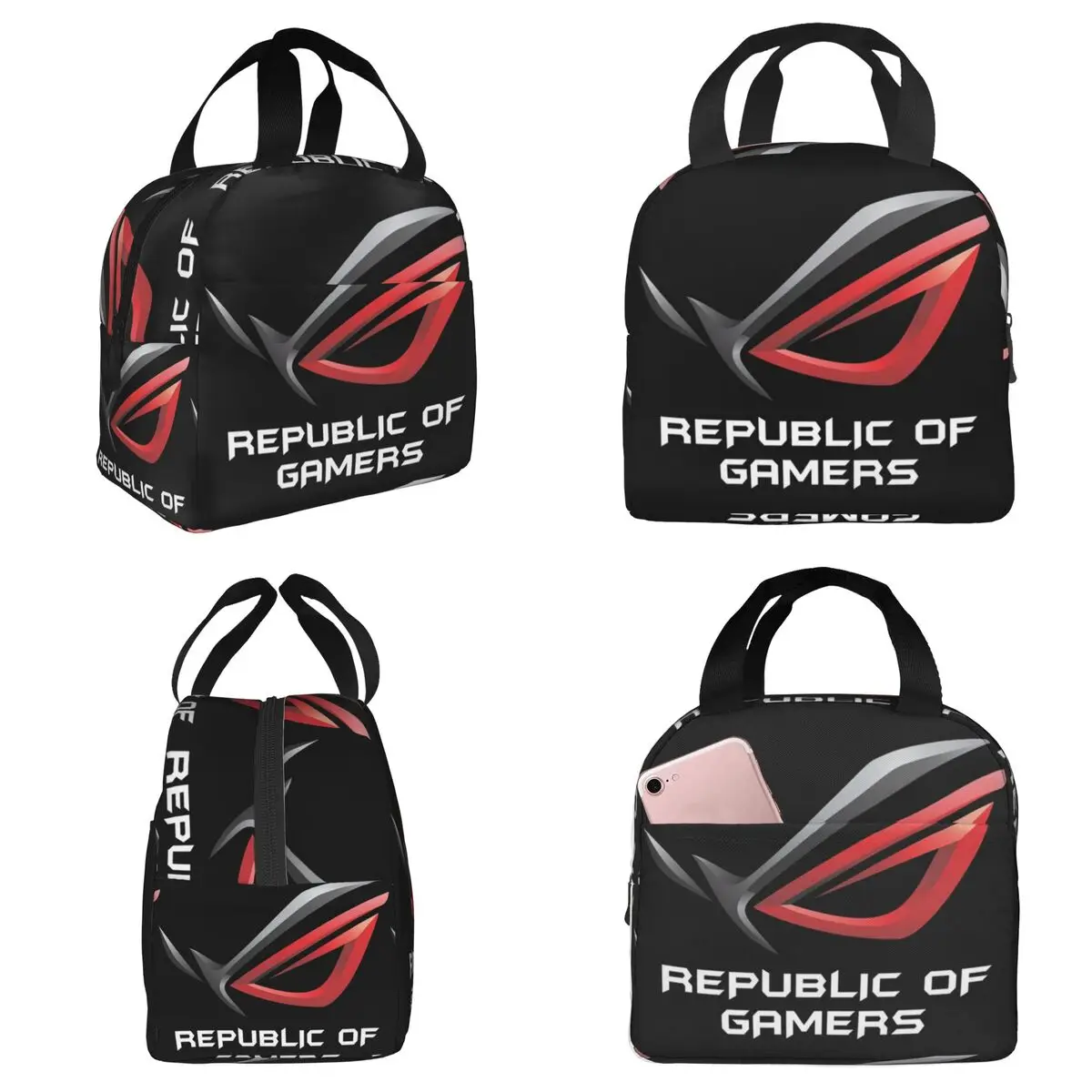 Asus Rog isolierte Lunchtasche für Damen, Büro-Kühltasche, Thermo-Lebensmittelbox, tragbare Lunchboxen, Behälter