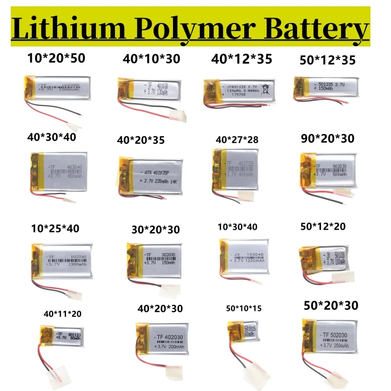 Li-Ionen-Lithium-Polymer-Akku 3,7 V für 102050 403040 502525 401120 102540 40272 103040 443441 401030 Wiederaufladbarer Akku