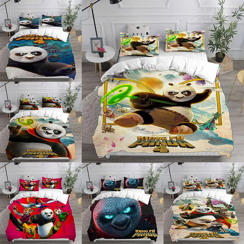 

Kung Fu Panda 4 Bedding Sets Comforter Quilt Bed Cover Duvet Cover Pillow Case 2-3 Pieces Sets Kids Adult Size