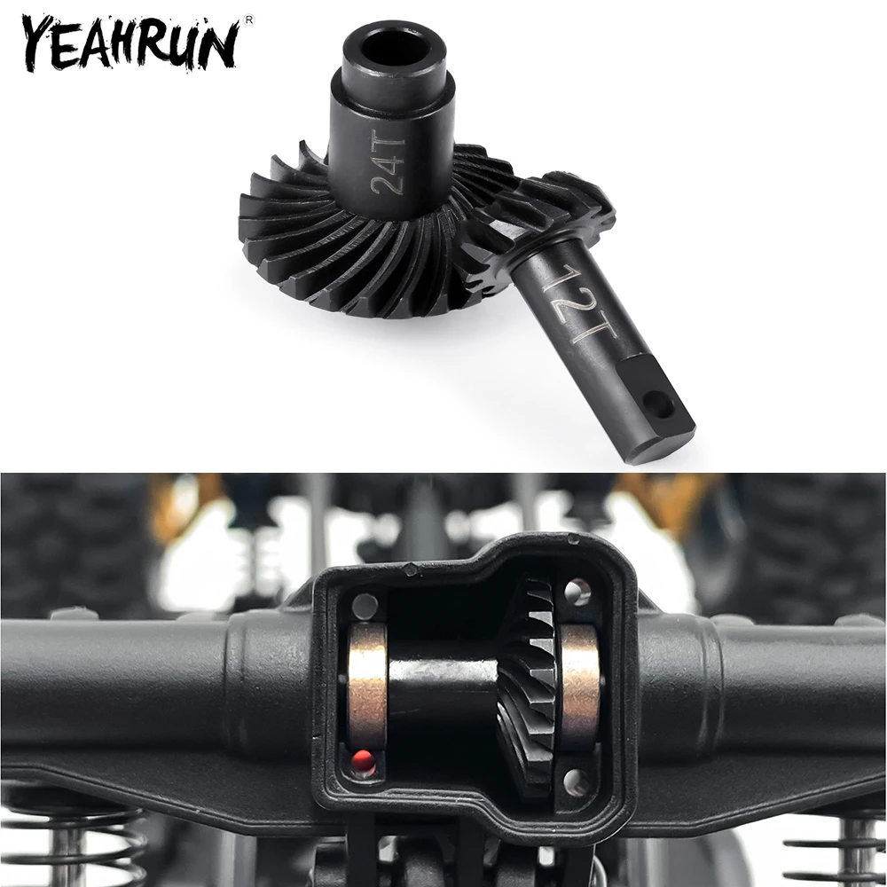 YEAHRUN 24T + 12T/22T + 10T الصلب سق Underdrive حلزوني شطبة المحور والعتاد ل 1/18 RC الزاحف سيارة TRX4M برونكو المدافع التروس