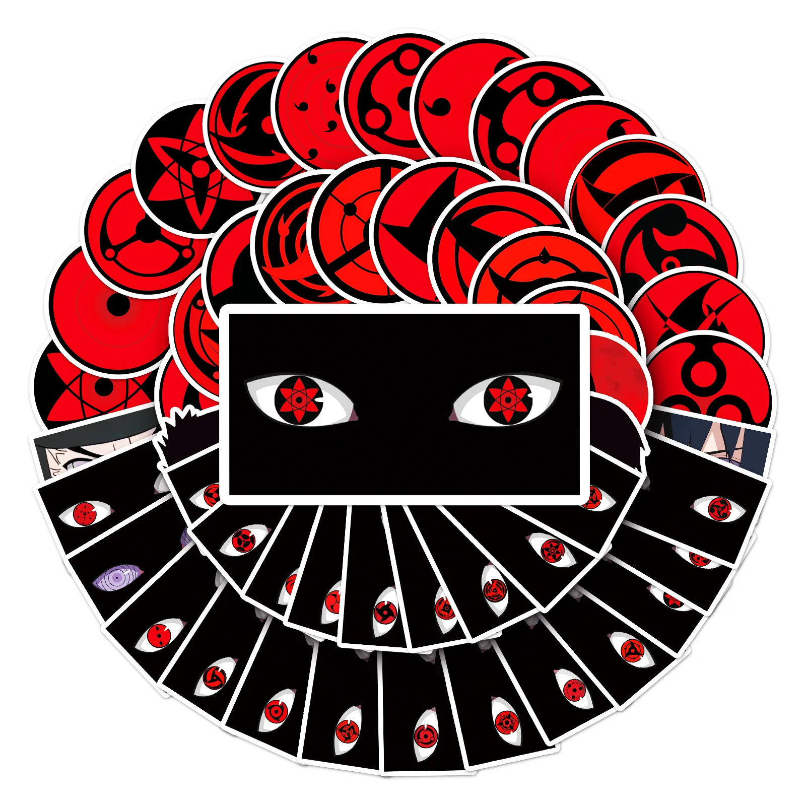 

50 шт./компл., новое аниме Наруто Саске Шаринган, фигурка, модель из ПВХ, игрушки, сделай сам, водонепроницаемая наклейка, украшение, подарки