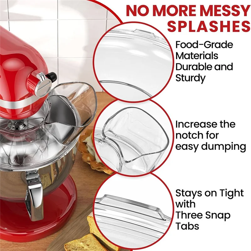 ABUG-For Kitchenaid 6-7 كوارت خلاطات حامل برأس مائل، درع صب آمن وخلاطات أغطية أوعية غطاء حماية لترشيش الخلاط