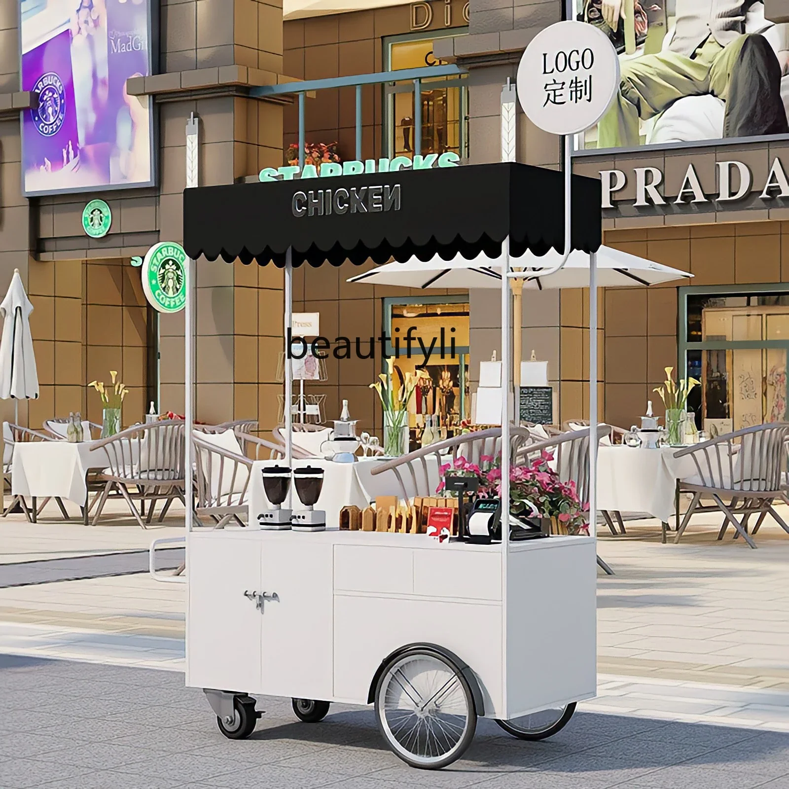 A55 Outdoor night market stall trolley mobile stall square float shopping mall store drainage promotional car