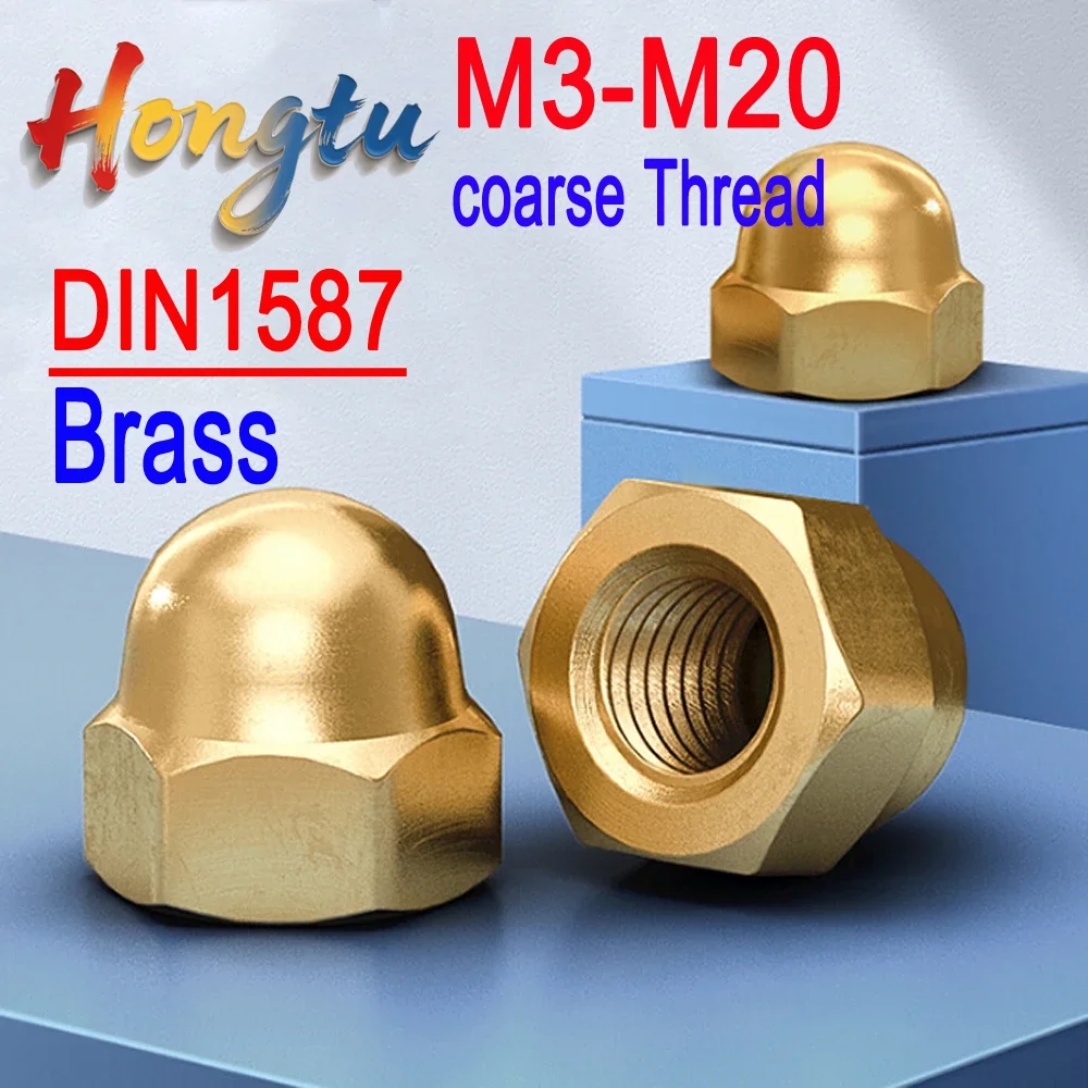 

Hongtu Decorative Brass Acorn Nuts (DIN1587) - M3/M4/M5/M6/M8/M10/M12/M14/M16/M18/M20 Semicircle Dome Cover Hex Nuts