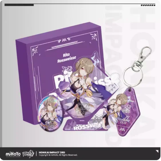 2024 Honkai Impact 3 VALKYRIES Rita Rossweisse Raiden Mei Aponia Natasha Cioara Birthday Gift Box Badge Pendant Stand Card Gifts