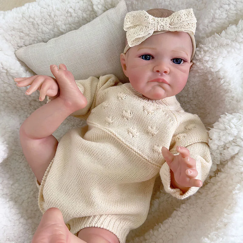 

20inch Already Painted Finished Reborn Baby Doll August Awake Baby 3D Painting with Visible Veins Drop Shipping