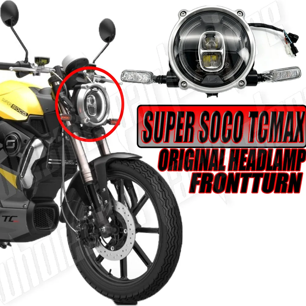 Original LED Headlamp Assembly With Front Turn Signal Light For VMOTO SUPER SOCO TC MAX TCMAX Electric Motorcycle Headlight
