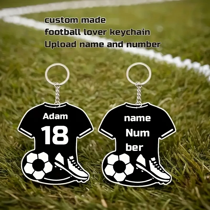 2D Flat Custom Football Jersey Keychain - Personalized Name And Number, Football And Shoe Design - Football Player, Fan image 6