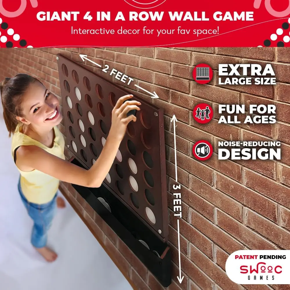 Games  Wall Mounted Giant 4 in A Row  60% Quieter  Jumbo Size Wall Games  Game Room Games  Game Room Wall Decor  Game Room