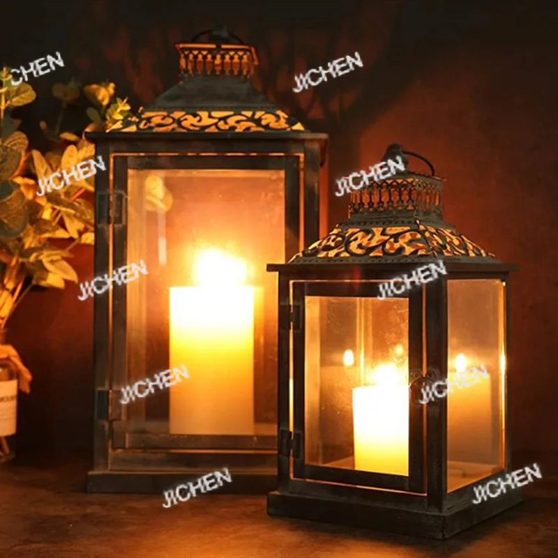 

Европейский ретро кованый железный ветровой светильник, подсвечник из старого серого металла, ароматические свечи, фонарь, украшение дома