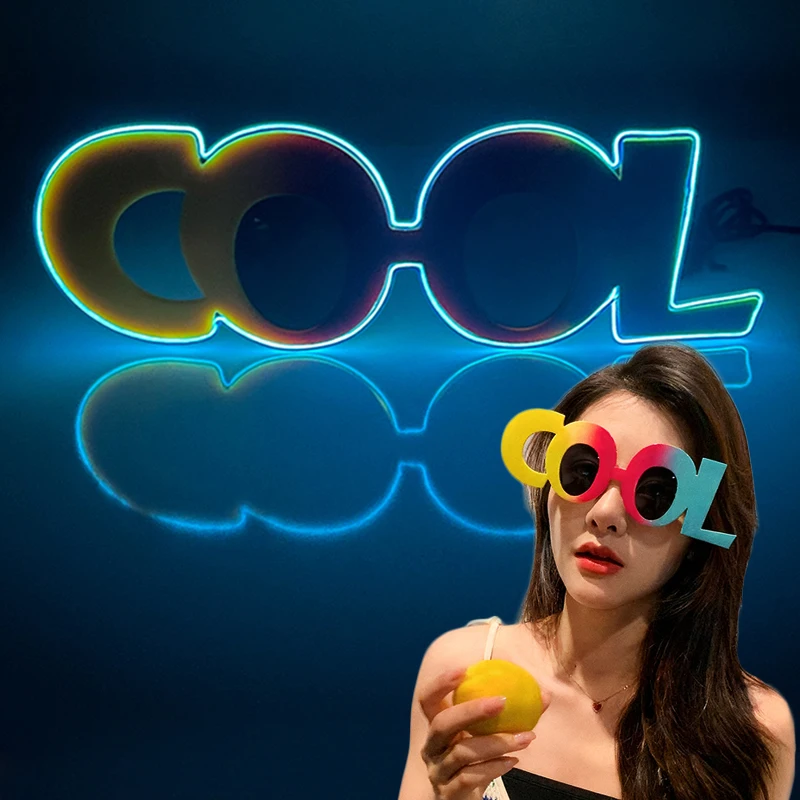 Grappige coole tekenbril jongens meisjes nachtzonnebril neon gloeiende bril cool ogende nieuwigheid hoogwaardige fotografie rekwisieten