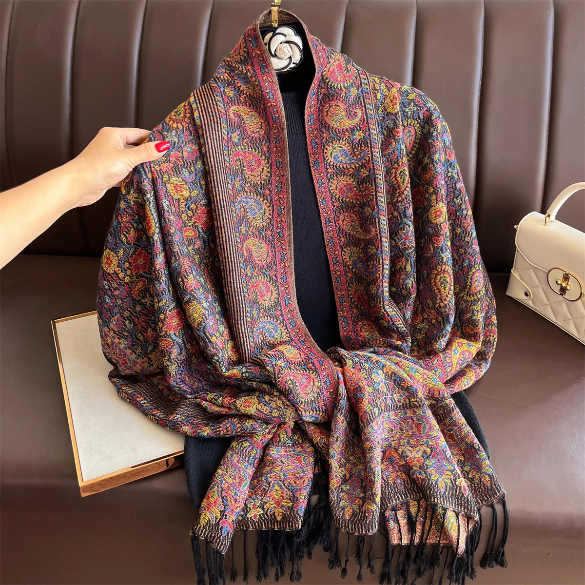Luxus Winter Schal Frauen Kaschmir Warme Pashmina Marke Foulard Weibliche Schals Wraps Dicke Weiche Bufanda Poncho Schals Stola 2025 – Detail 30