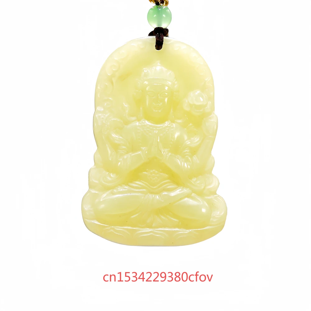 Natural  Yellow Jade Kirin Pendant Bodhisattva Necklace Amulet Chinese Gifts for Men Women Jadeite Jewelry Carved Fashion Charm