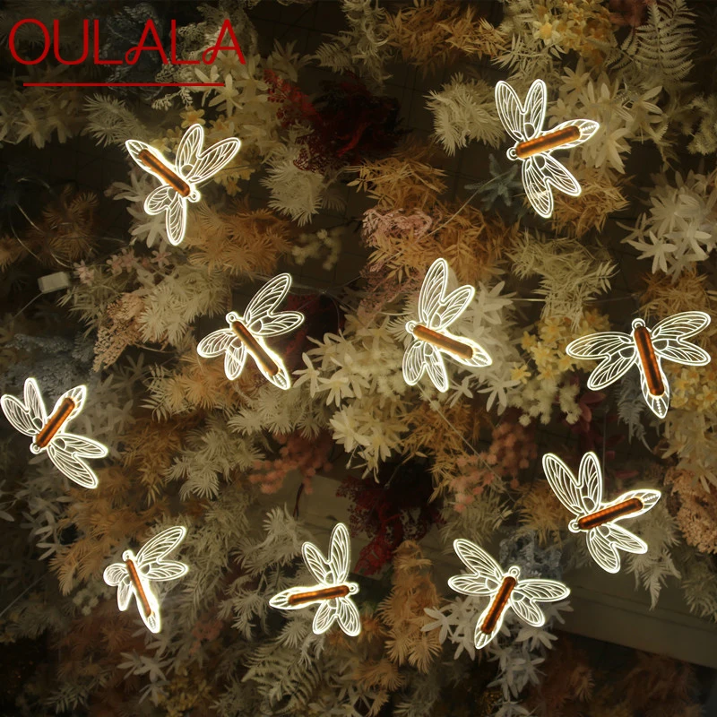 

OULALA Modern Wedding Pendant Lamp Festival Lights Atmosphere LED Light For Party Stage Windmill Dragonfly Decorationnd