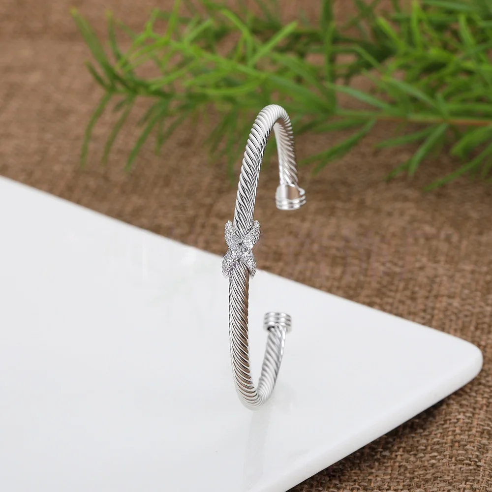 

Новый роскошный браслет DY 2025 с цирконами для женщин, винтажный золотой браслет-бэнгл с жемчугом, сердцем, звездой и луной, открывающийся, ювелирное украшение