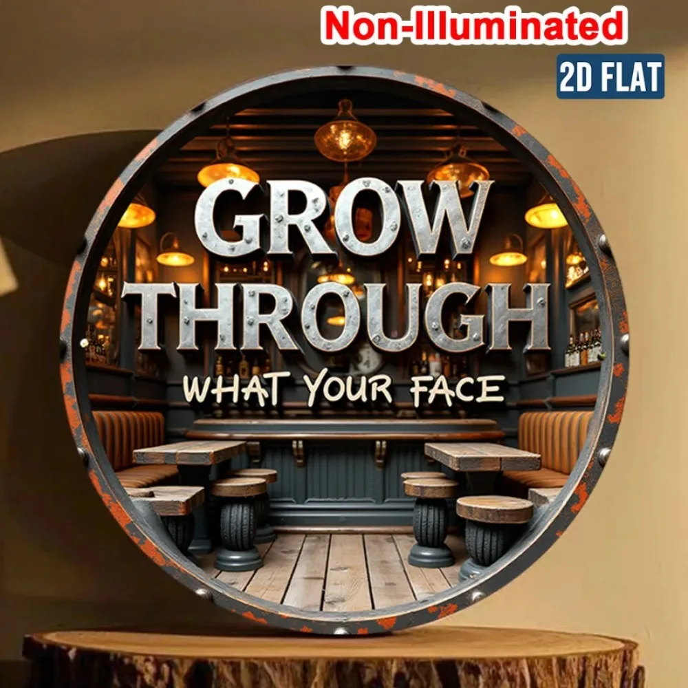 

HELLOYOUNG Vintage Metal Sign Rustproof Round Wall Art Decor for Home Bar Kitchen