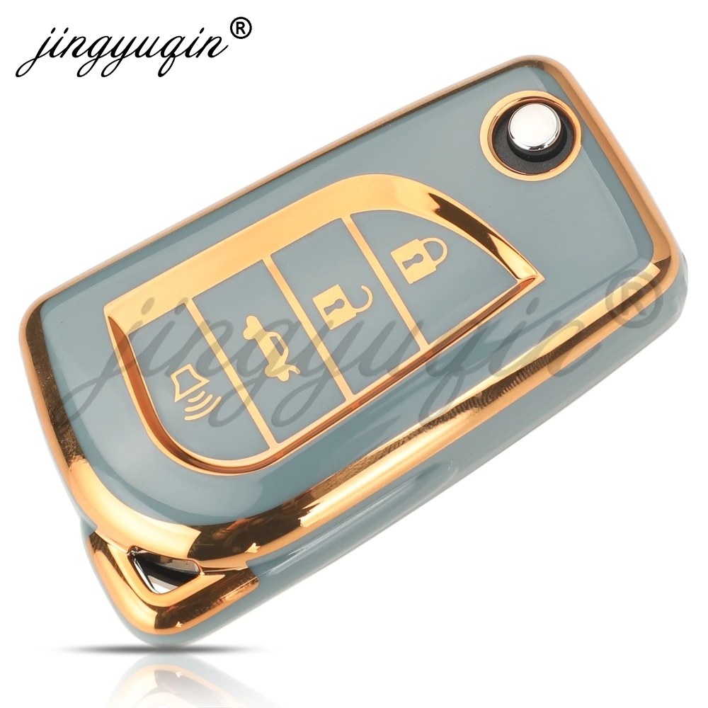 Jingyuqin 4 أزرار بولي TPU سيارة مفتاح بعيد غطاء لتويوتا هايلكس كورولا أفينسيس برادو فورتشنر RAV4 CHR كامري اكسسوارات