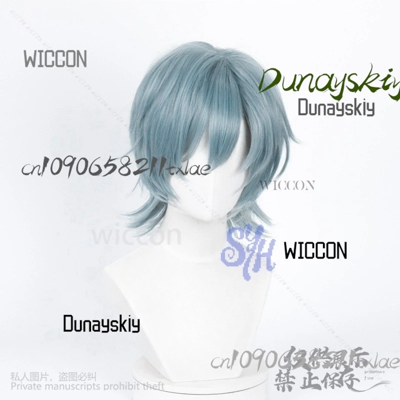 Huntrix KPop Demon Hunters Saja Boy Cosplay Mystery pelucas moradas y grises accesorios para el cabello rizado pelo corto sintético Halloween