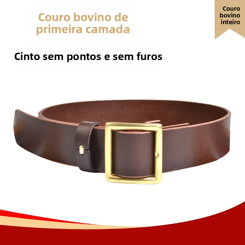 メンズカジュアルレザーベルト-真鍮バックル-ウエストベルト-本革-穴なし-ノンホールベルト-38mm-ビジネススタイル-幾何学模様