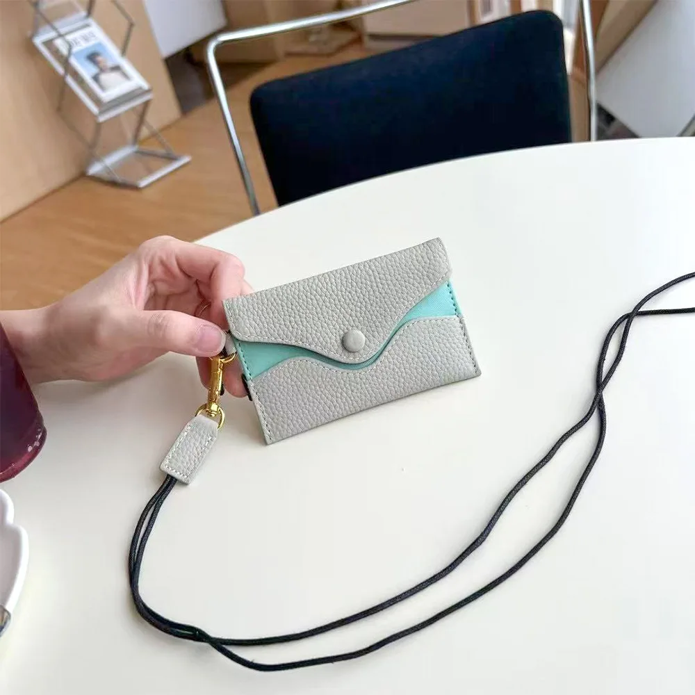 Luxury Genuine Leather Card Holder Fashion Mini Short Envelope Women Wallet Korean Japan Money Bag Credit Card Case Lady Purse