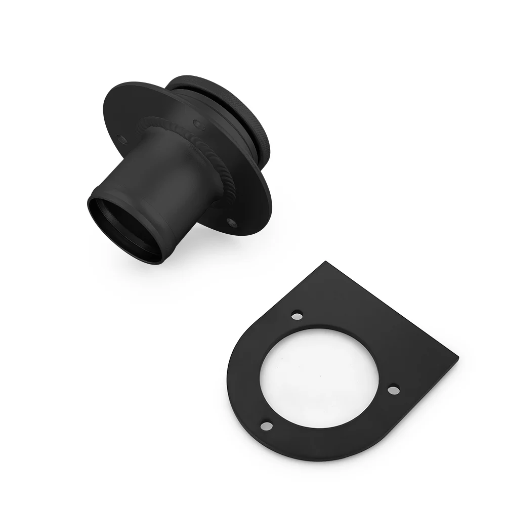

Remote Fuel Filler Neck 17-2530 With Billet Aluminum Gas Cap Weld-On Steel Mount Bracket For 2" Hose Connection