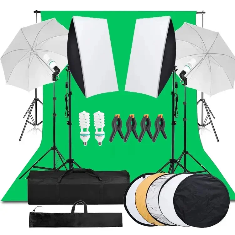 2*3M Backdrop Support Umbrella Softbox Photo Box Studio Accessories Lighting Kit With Backdrop