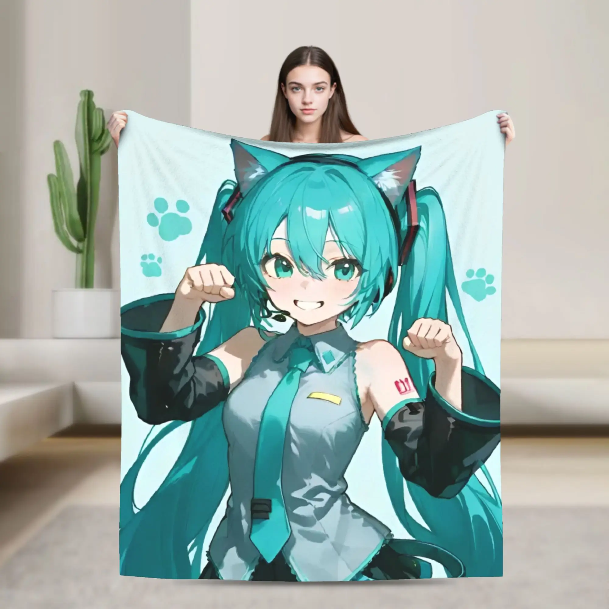 

Милое аниме Хацунэ Микус, флисовое одеяло, одеяло для постельного белья, легкое тонкое постельное белье,