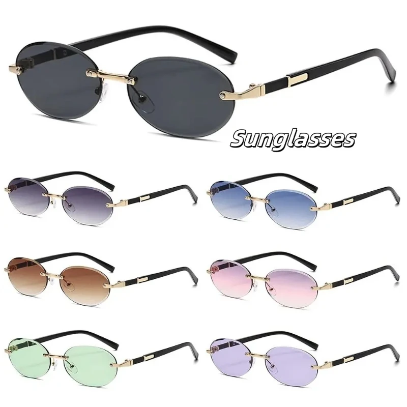 2024 modne okulary przeciwsłoneczne do ochrony oczu stylowe soczewki gradientowe odcienie zewnętrzne luksusowej marki bezramowe małe czarne okulary w stylu vintage