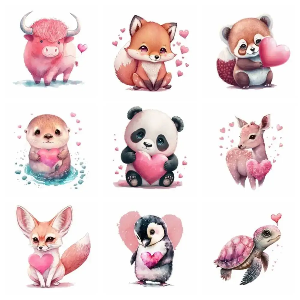 

Cartoon cute animal pink fox teddy bear Heat Transfer washable clothing print Iron On clothing Patches T-shirt DIY Decoration