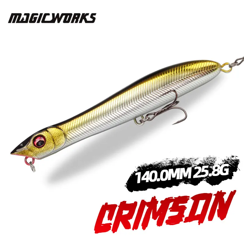 

Magic Works 140mm 25.8g Pencil Fishing Lure Bass Topwater Hard Baits Pike Wobbler Lures Surface Floating Artificial Bait Tackle