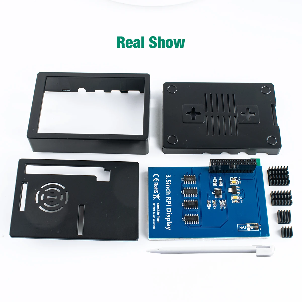 Pantalla táctil LCD de 3,5 pulgadas para Raspberry Pi 4B, Monitor táctil con estuche, 480x320, SPI TFT