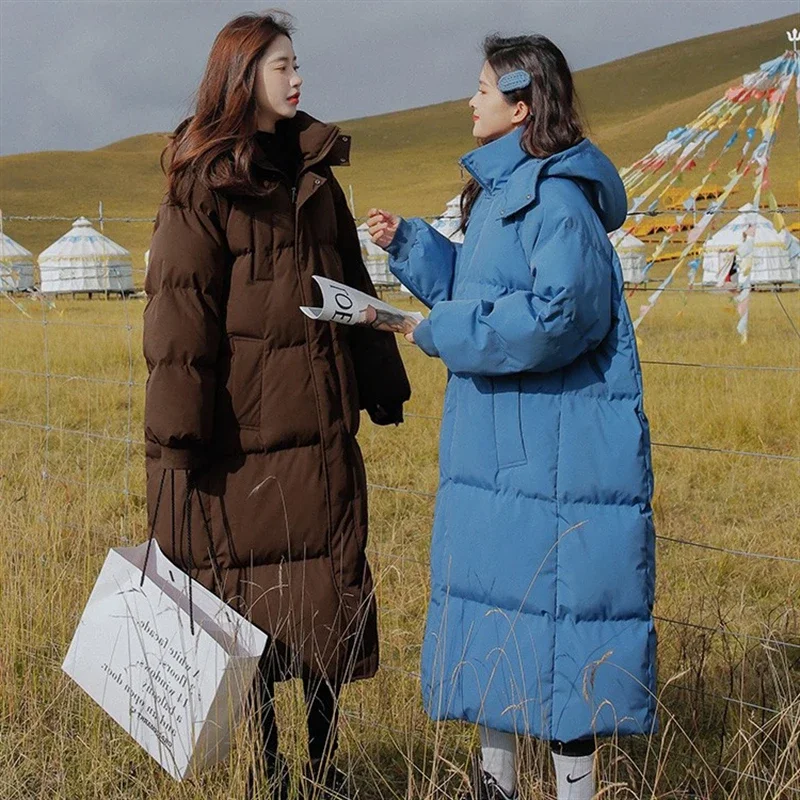 AOSSVIAO Down Coats New Long-style Cotton Dress Korean Version Large Size Korean Fashion Jackets Winter Heat Parka Feminina 2026