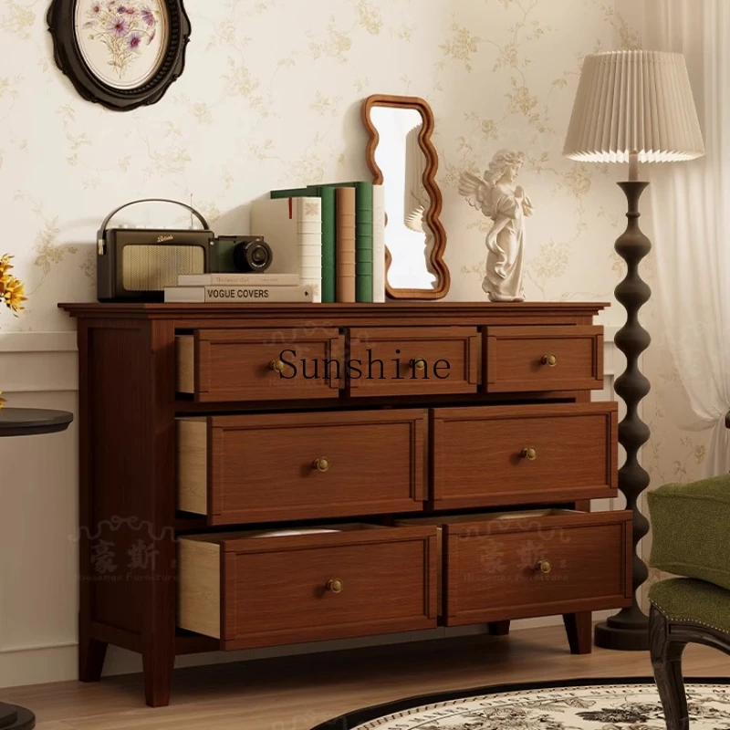 

American simple retro solid wood chest living room sofa bedroom bedside large capacity storage