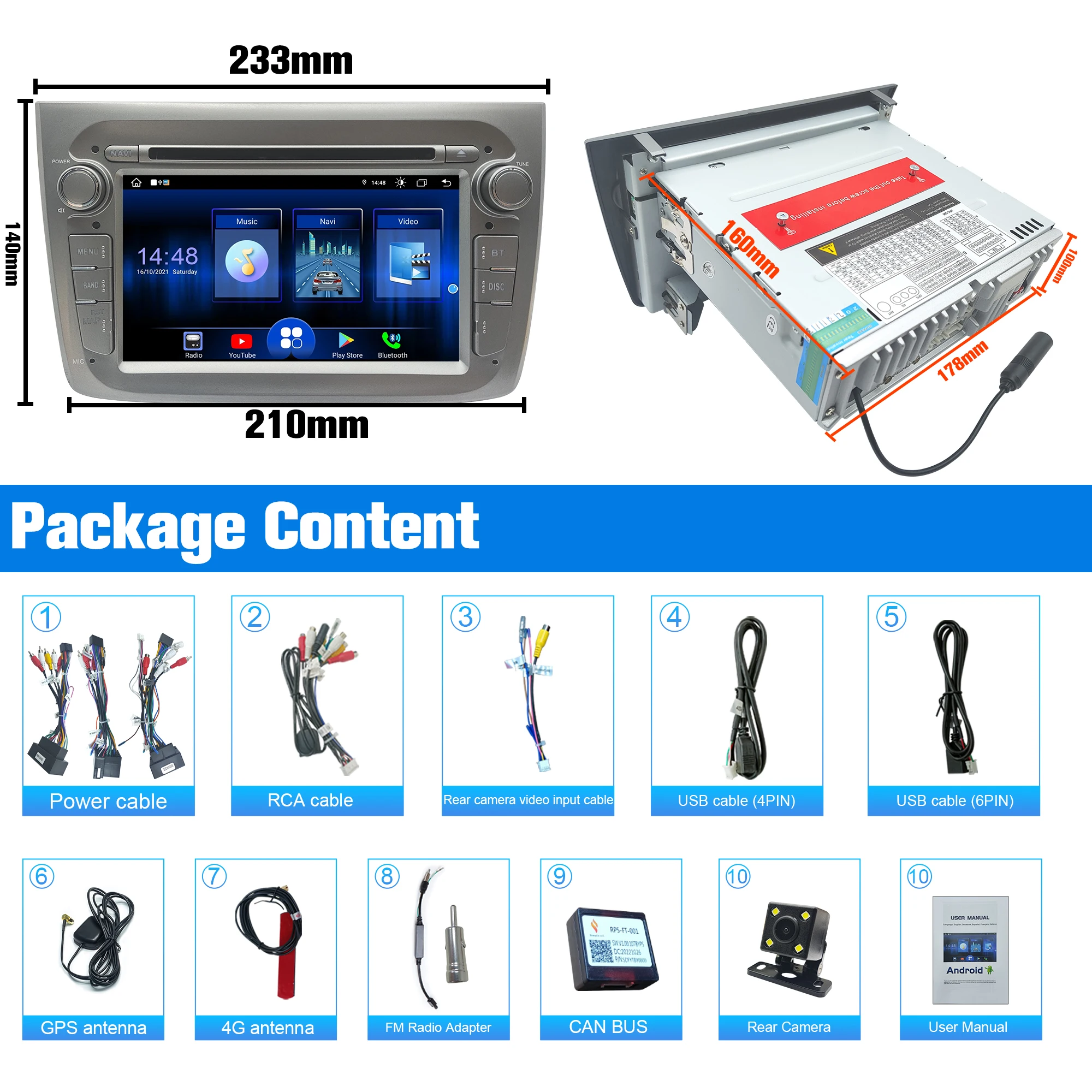 

Android Car radio for Alfa Romeo Mito 2008-2019 screen 7’,Carplay Android Auto,Bluetooth,SWC,GPS,FM,4G,WIFI,DVD player,[8+128G]